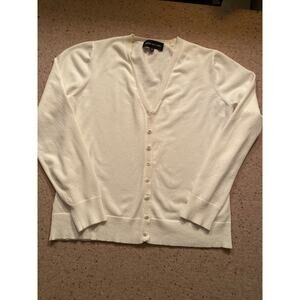 Jones New York Sequin Button Lightweight Knit Cardigan Womens Medium White